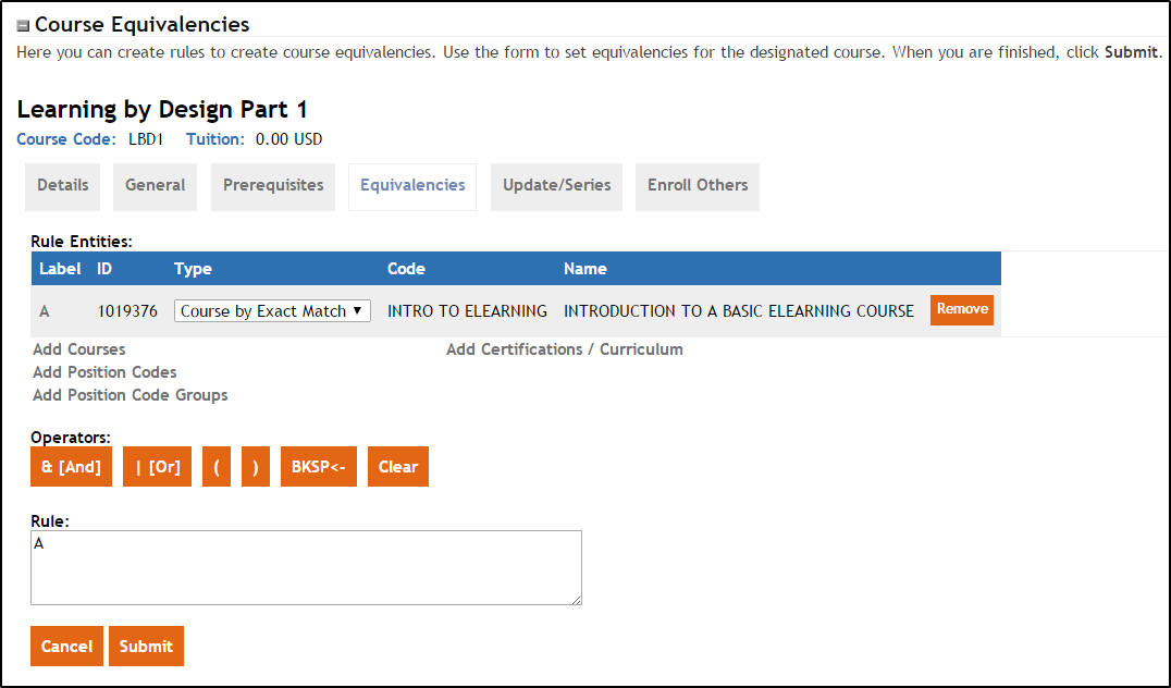 Course Equivalencies